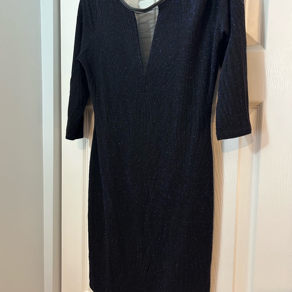 🔹Charlotte Russe Deep Blue Shimmer Open-Back Dress (XL, stretch)